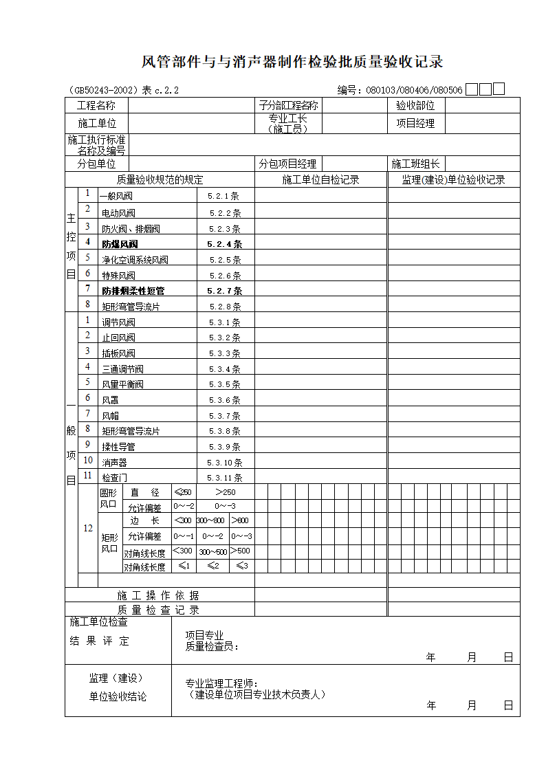 风管部件与与消声器制作检验批质量验收记录.doc第1页