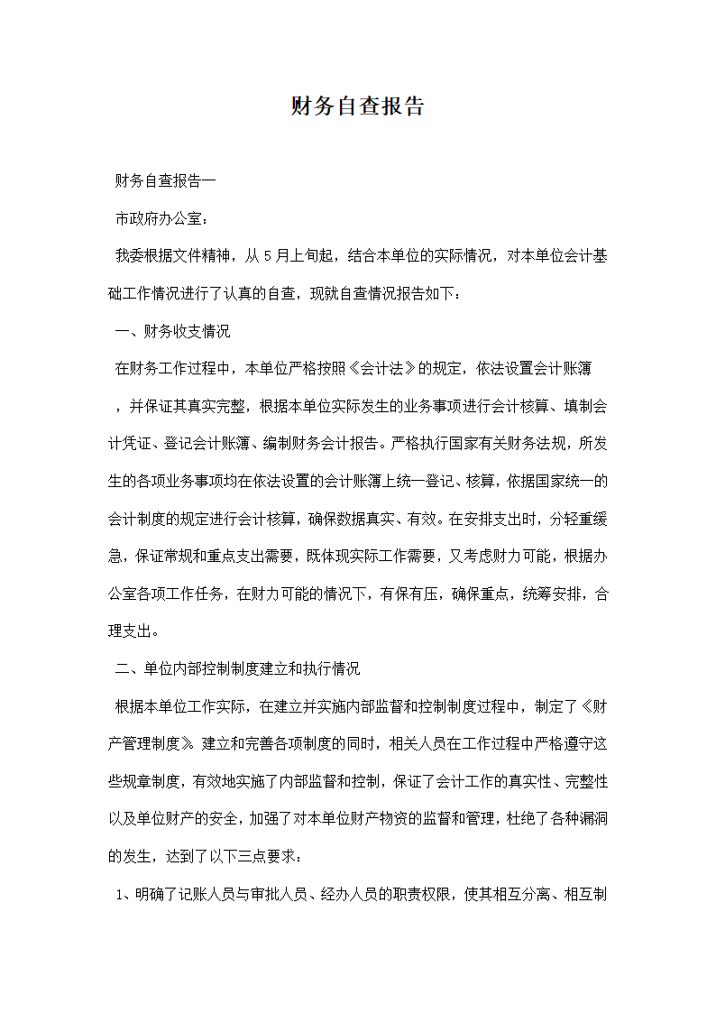 财务自查报告.docx