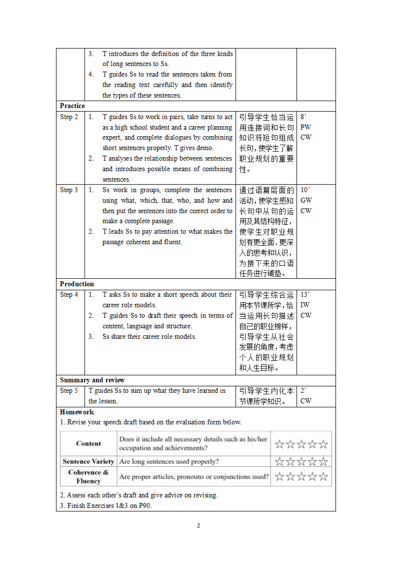 人教版（2019）选择性必修第四册Unit 5 Launching Your Career Review Useful Structures教学设计（表格式）.doc第2页