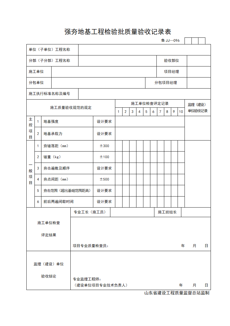 某强夯地基工程检验批质量的验收记录表.doc第1页