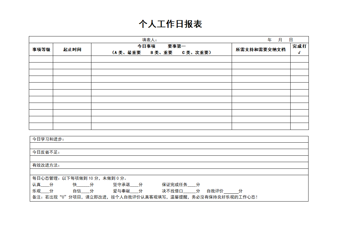 日常工作日报表.doc第1页