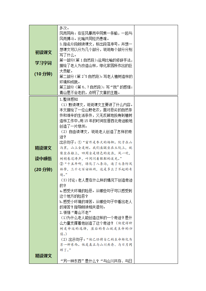 20 青山不老 第一课时表格式教案.doc第2页