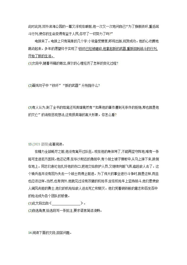 全国部编版语文八年级下册课课练：名著导读  《钢铁是怎样炼成的》（含答案）.doc第3页