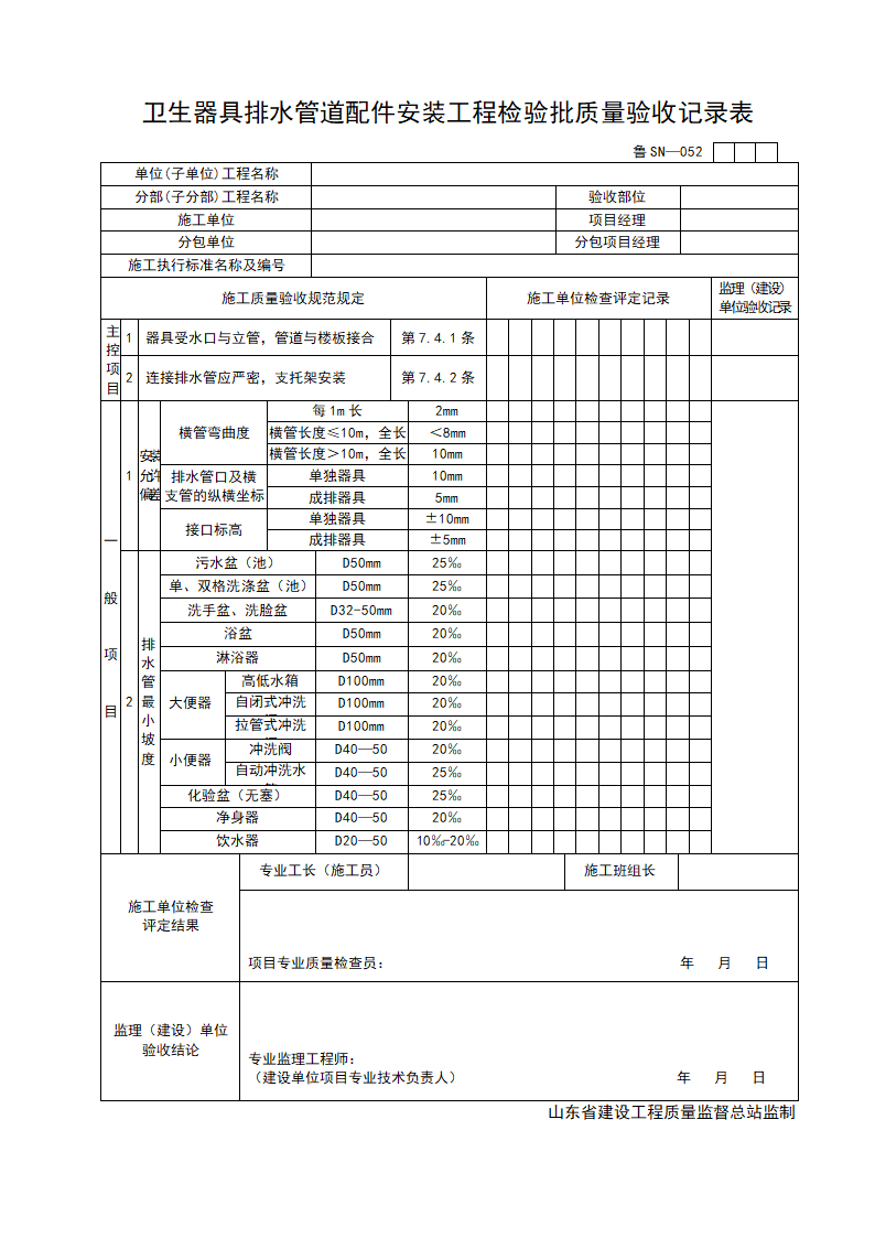 某单位卫生器具排水管道配件安装工程检验批质量验收记录表.doc第1页