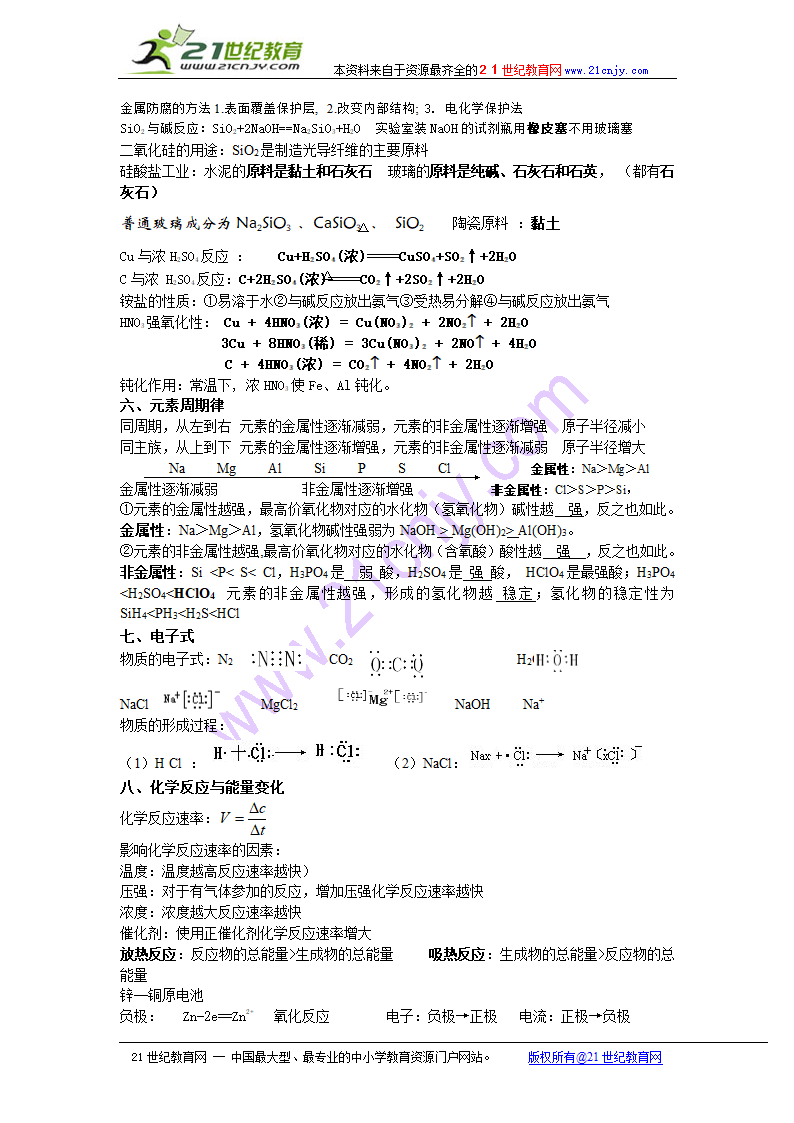 高中化学考点复习 学业水平测试：知识点考前强化记忆.doc第3页