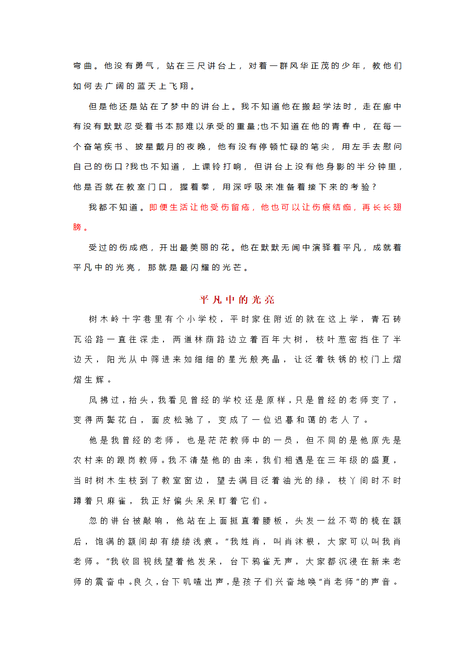 2023年中考作文模拟写作：“平凡中的光亮”导写及范文.doc第5页