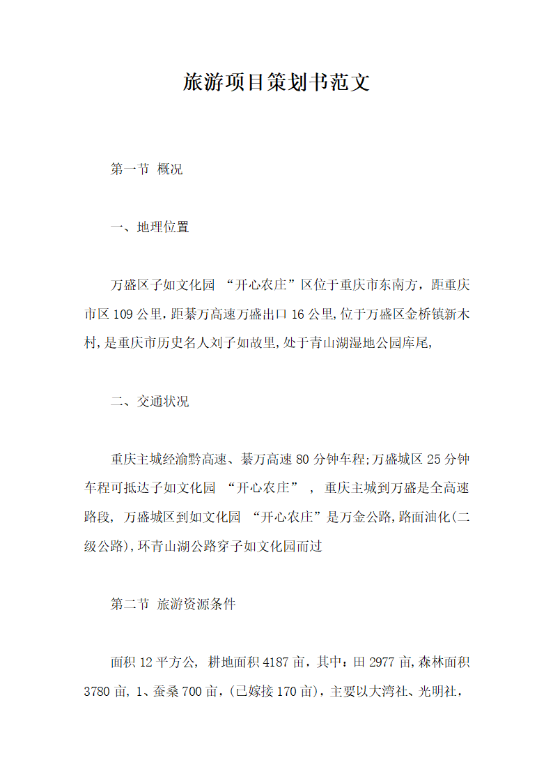 旅游项目策划书范文.docx