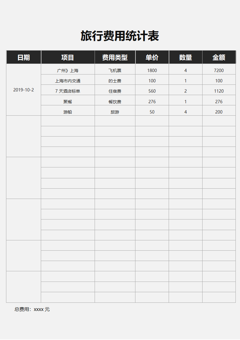 旅行费用明细表.docx