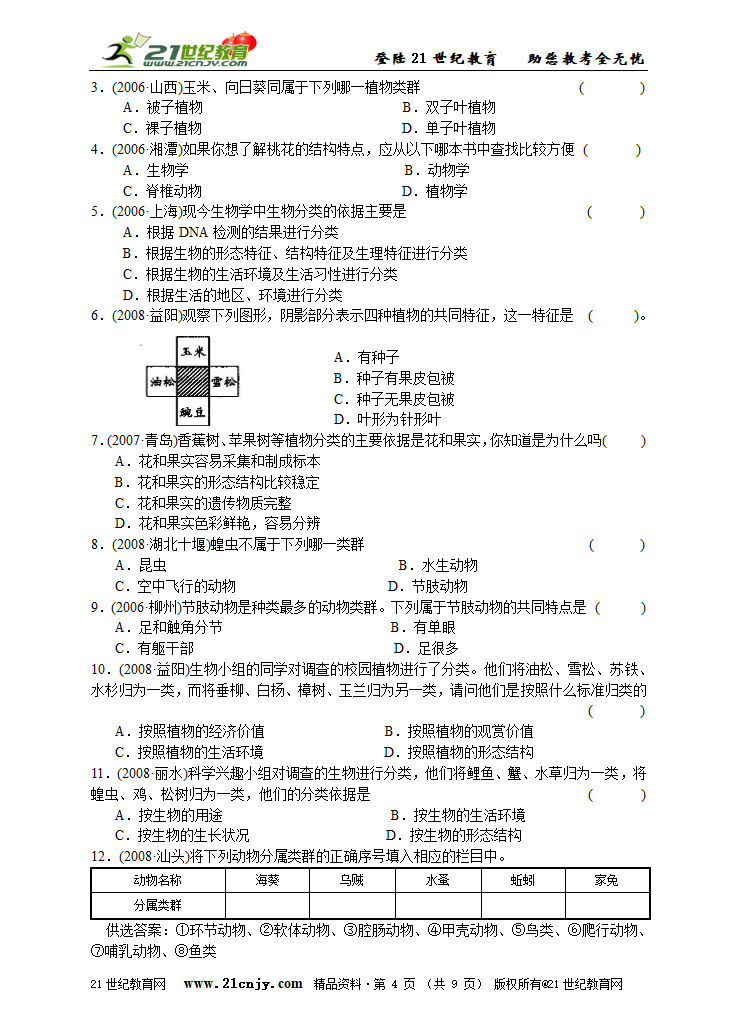 考点24 根据生物的特征进行分类.doc第4页