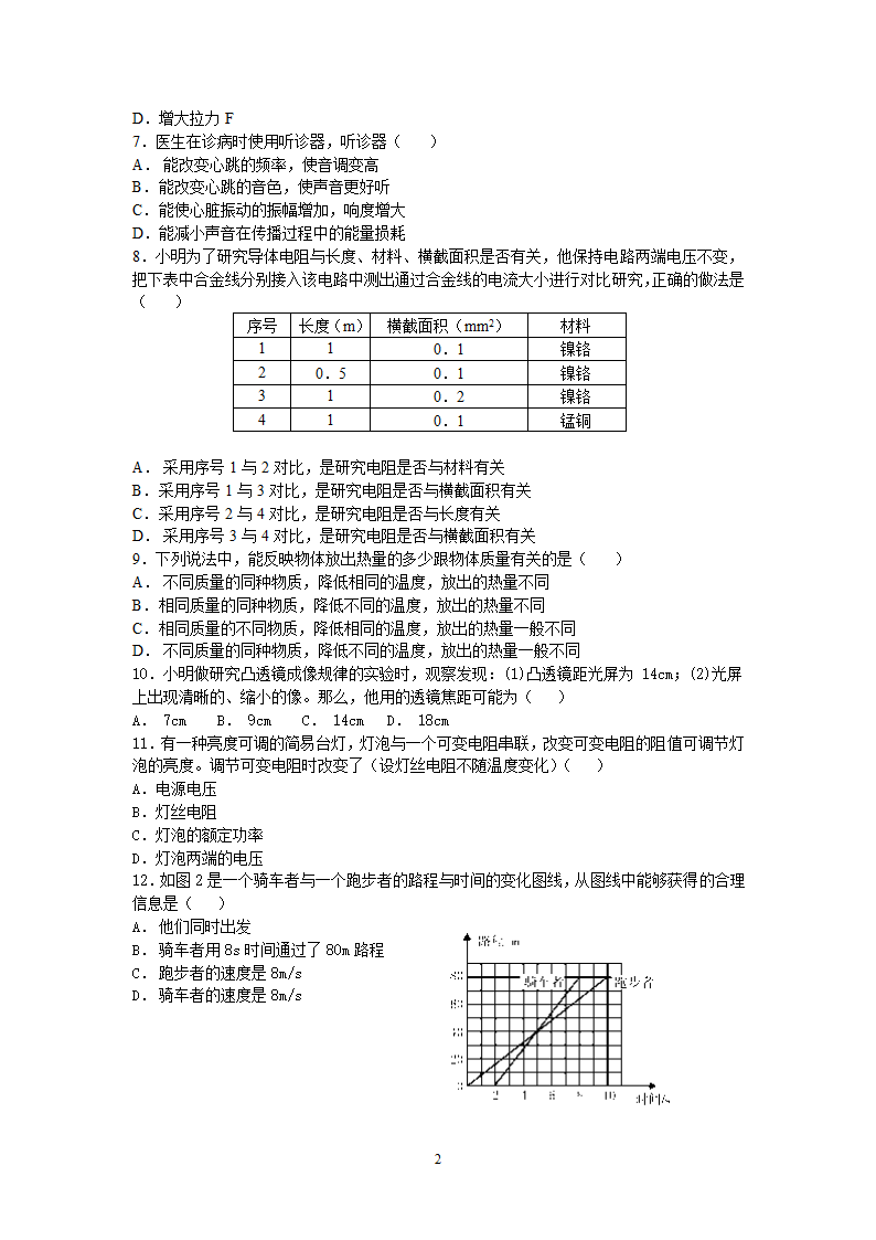 2006年越秀区初中毕业班综合测试（一）物理试卷.doc第2页