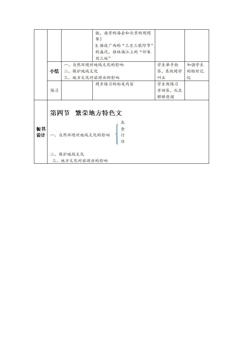 商务星球版八上地理 4.4繁荣地方特色文化 教案（表格式）.doc第4页