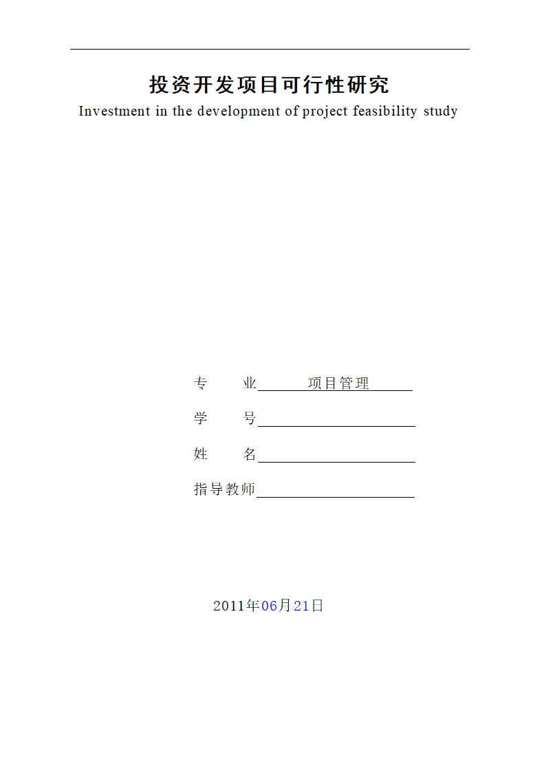 投资开发项目可行性研究论文..doc