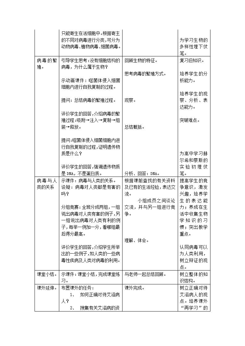 人教版八年级生物上册-5.5病毒教案.doc第4页