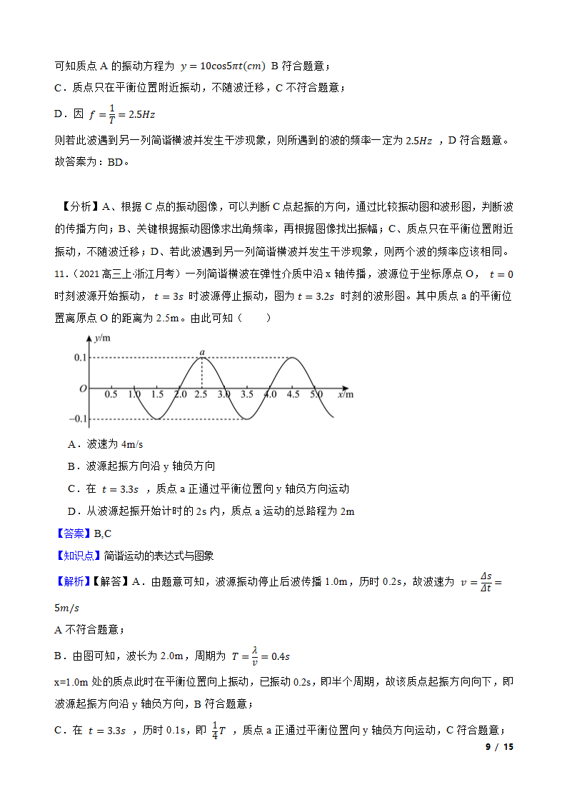 2022届高考物理二轮复习卷：机械振动.doc第9页