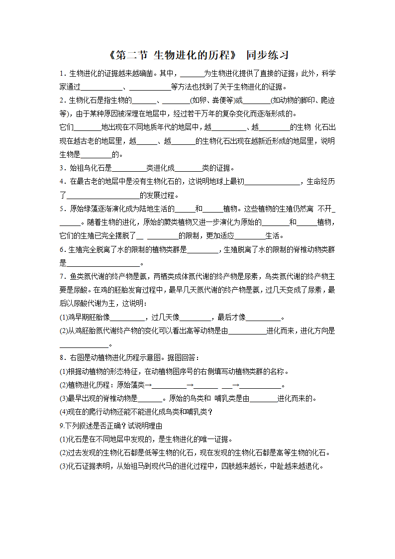 《第二节 生物进化的历程》同步练习3.doc