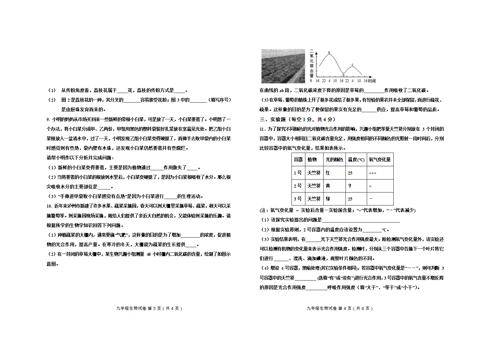 九年级生物上册半期检测试题（含答案）.doc第2页