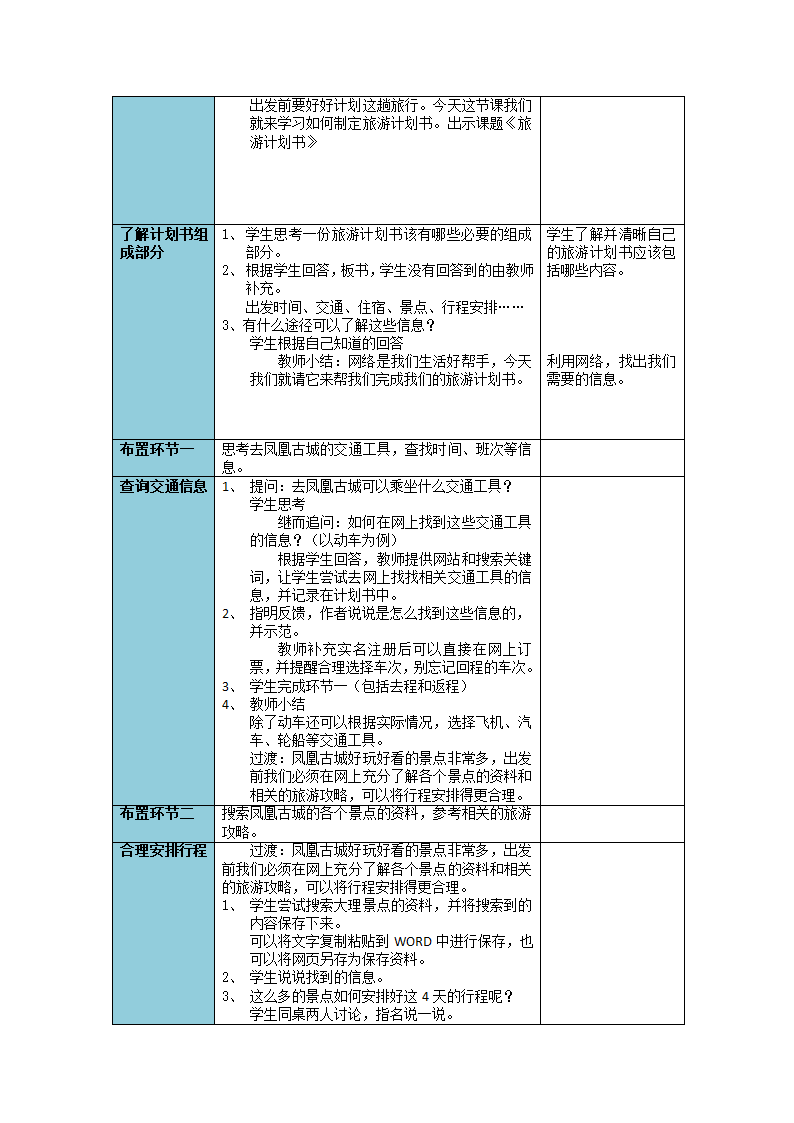 浙摄影版（2020）六年级下学期信息技术 第14课旅游计划书 教案.doc第2页