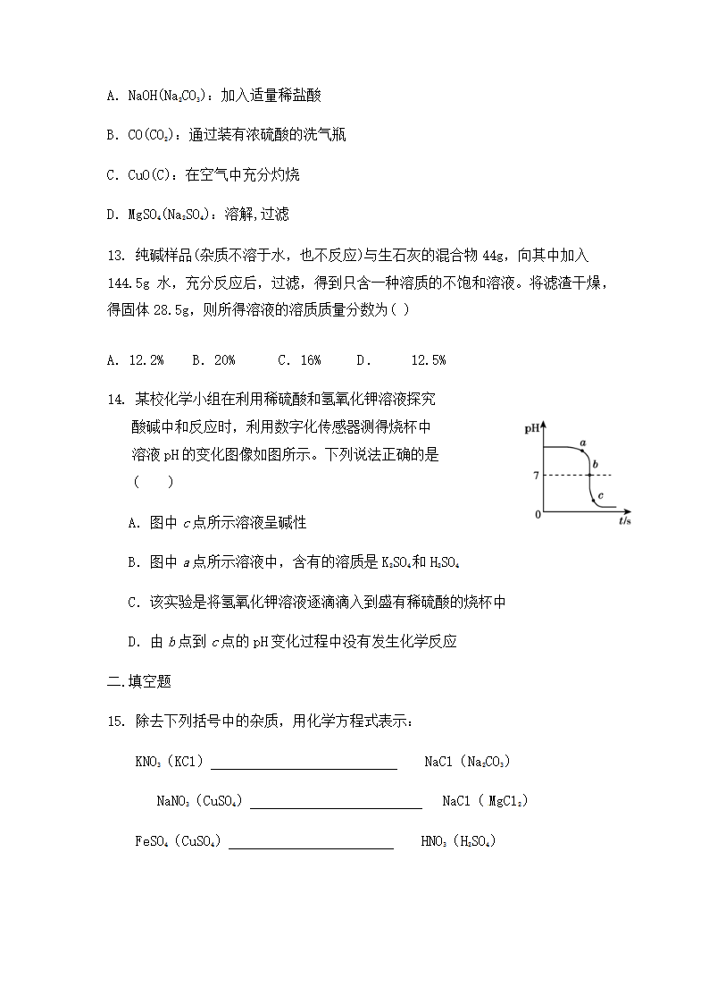 2022中考化学专题复习 酸碱盐（word版无答案）.doc第3页