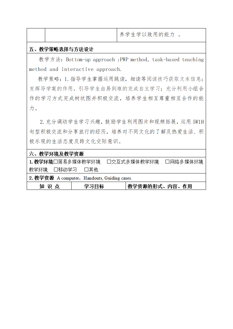 外研版英语七年级下册Module 10 A holiday journey Unit 2 This morning we took a walk. 教学设计（表格式教案）.doc第6页