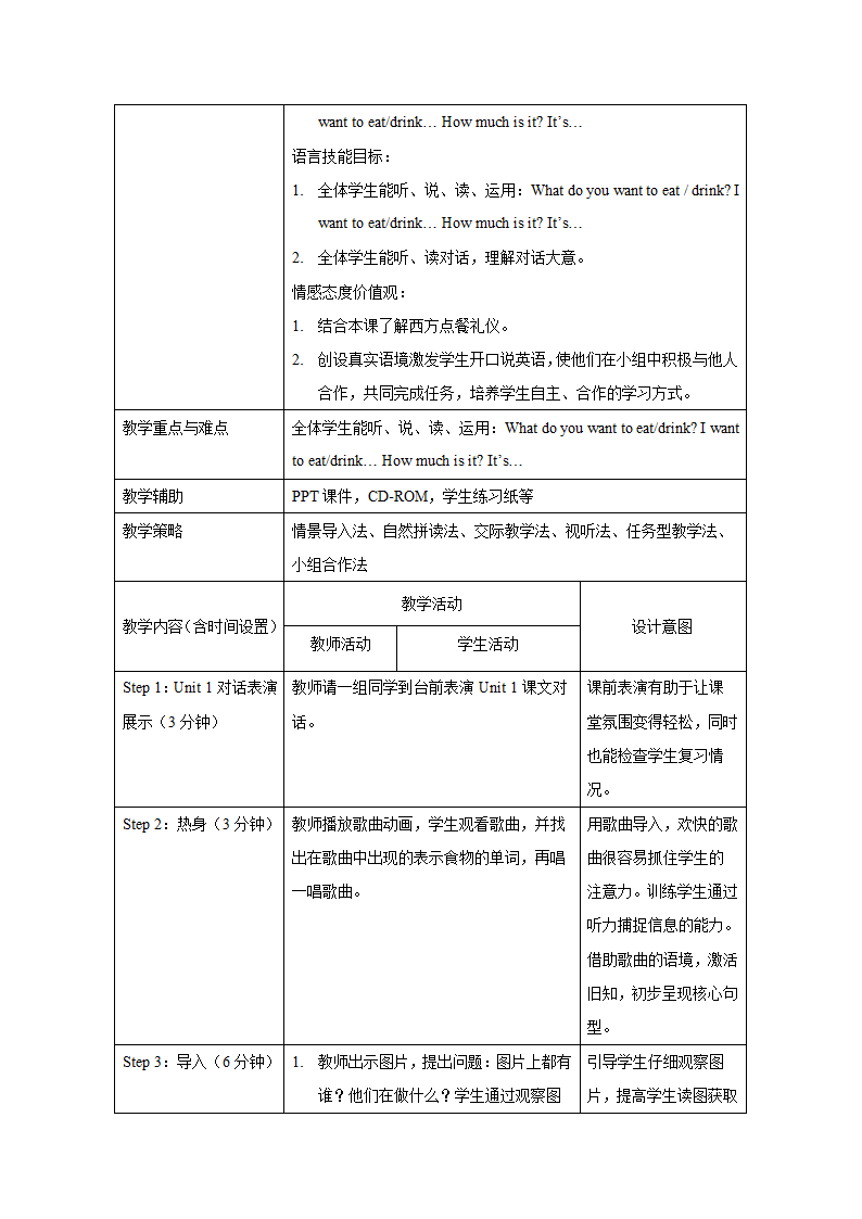 小学英语 外研版（一起） 六年级下册 Module 1 表格式教案.doc第6页