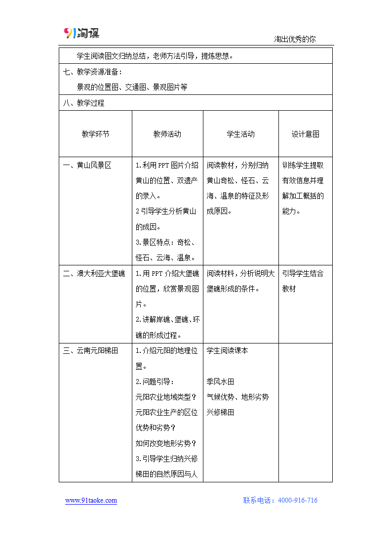 地理-人教版-选修3-教学设计3：3.3中外著名旅游景观欣赏.docx-第三节 中外著名旅游景观欣赏-第三章 旅游景观的欣赏-教学设计.docx第2页