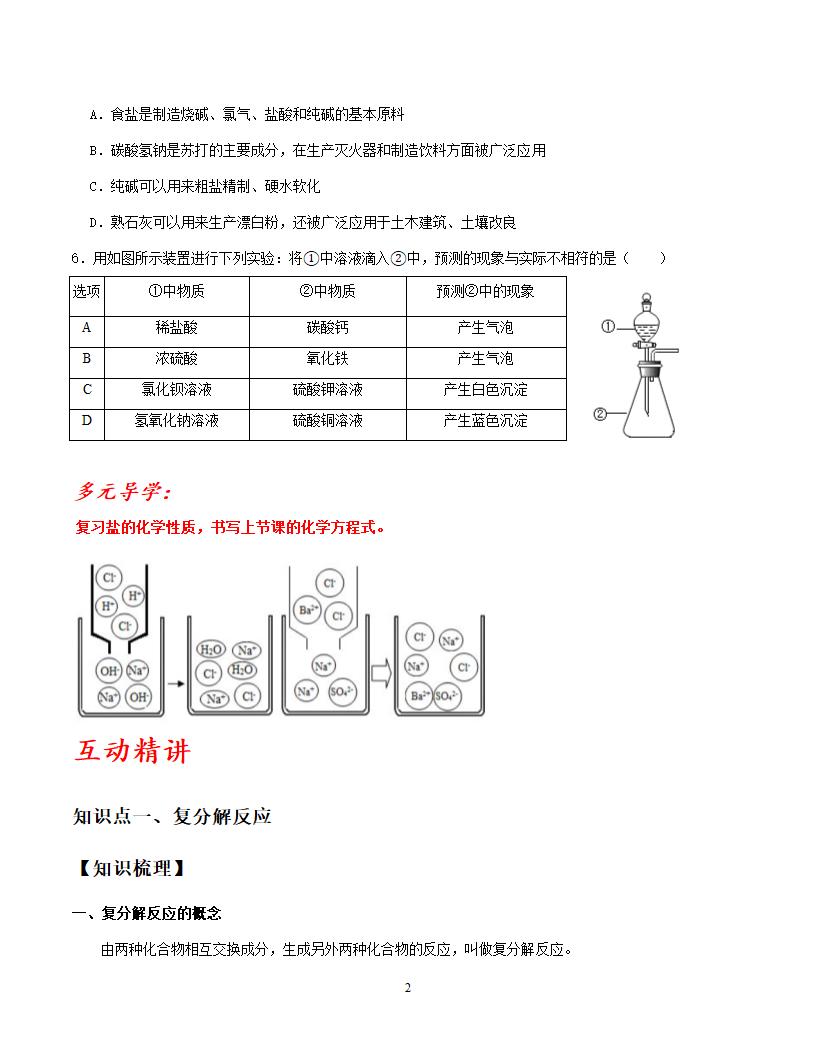 2021年化学中考复习系列复分解反应和离子共存.doc第2页