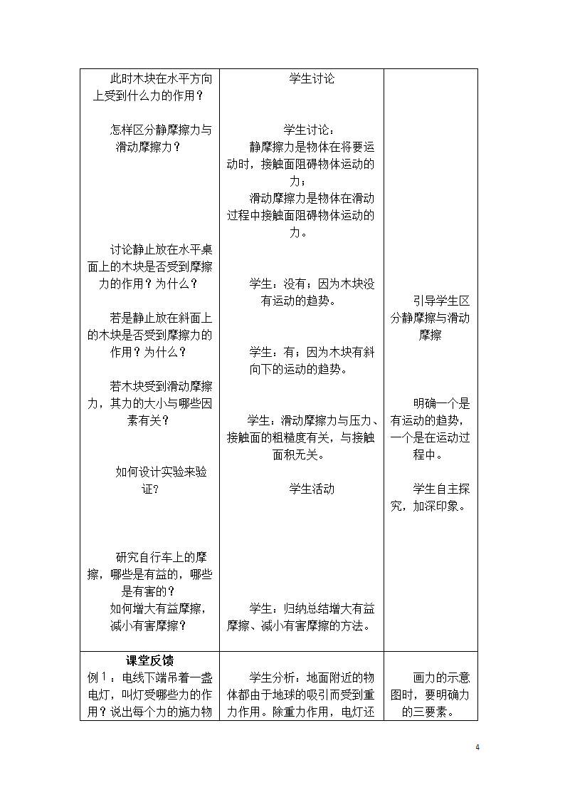 苏科版初二物理下册 第8章《力》复习课 教案（表格式）.doc第4页