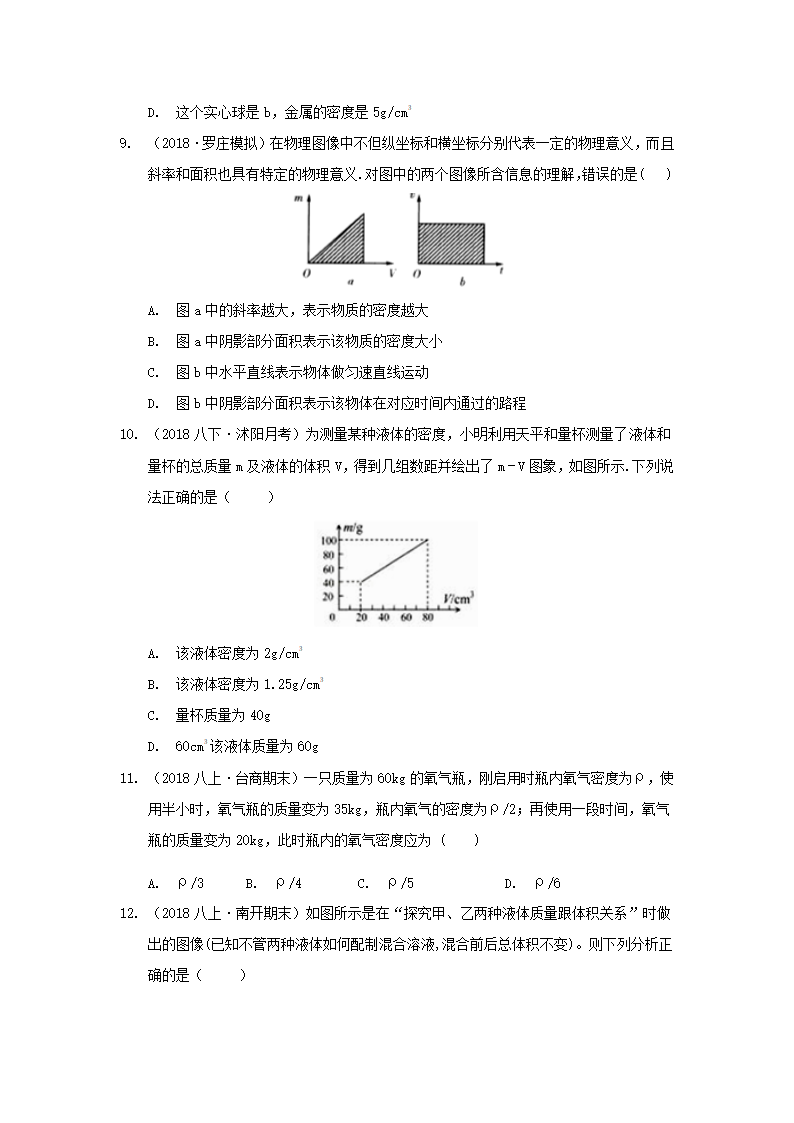 中考物理复习学案寒假讲义  第6课：质量和密度（含答案）.doc第5页