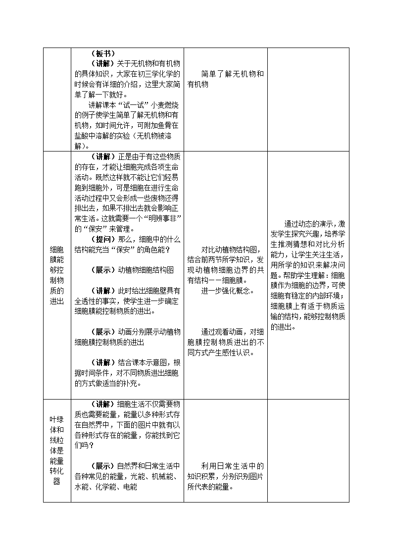 _人教版七年级上册生物 2.1.4 细胞的生活(教案).doc第3页