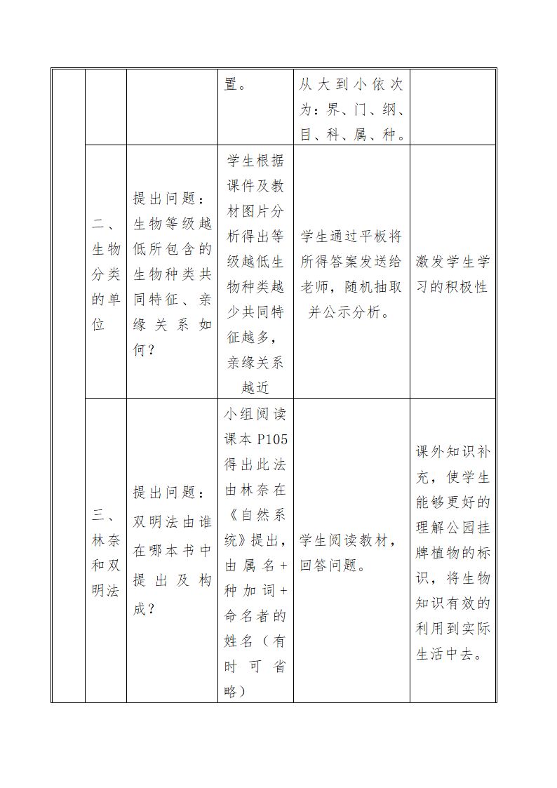 人教版八年级上册生物 6.1.2从种到界教案.doc第4页