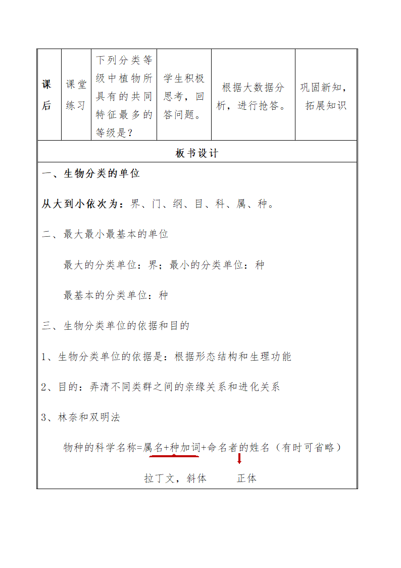 人教版八年级上册生物 6.1.2从种到界教案.doc第5页