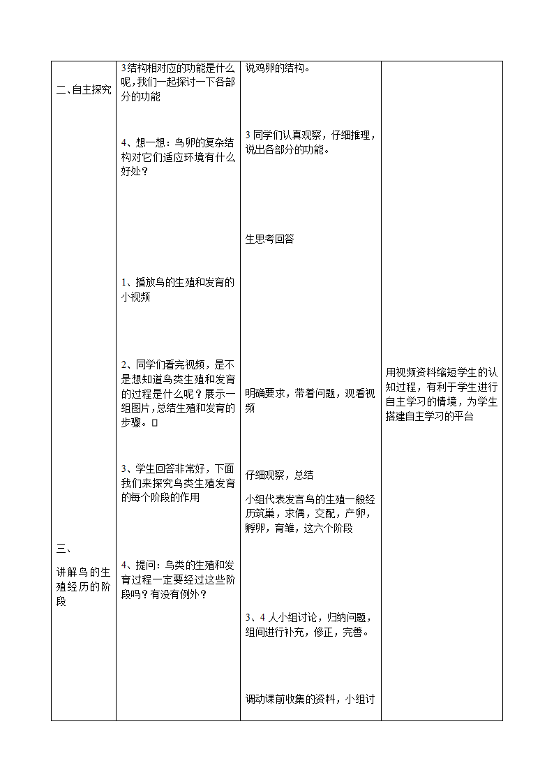 人教版八年级生物下册7.1.4鸟的生殖和发育教案.doc第3页