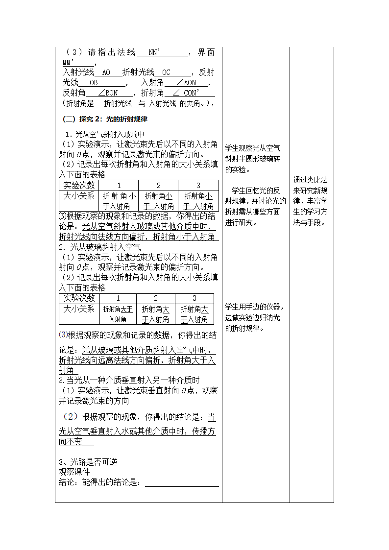 人教版八年级物理上第四章光现象第4节光的折射教学设计.doc第2页