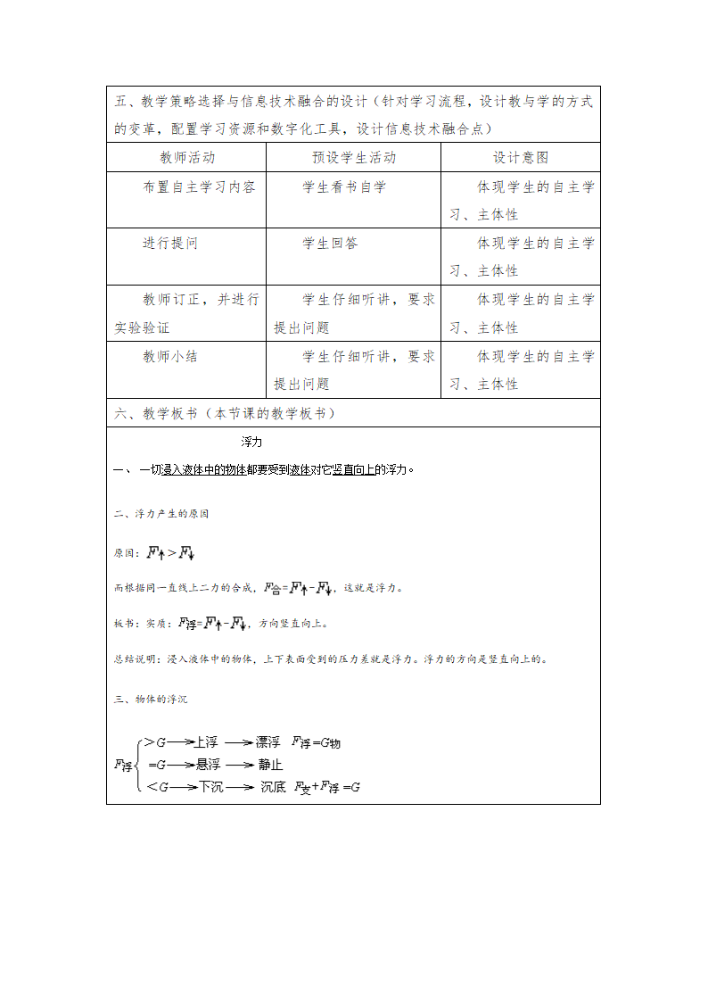 2021-2022学年人教版八年级下册物理 10.1浮力教案（表格式）.doc第4页