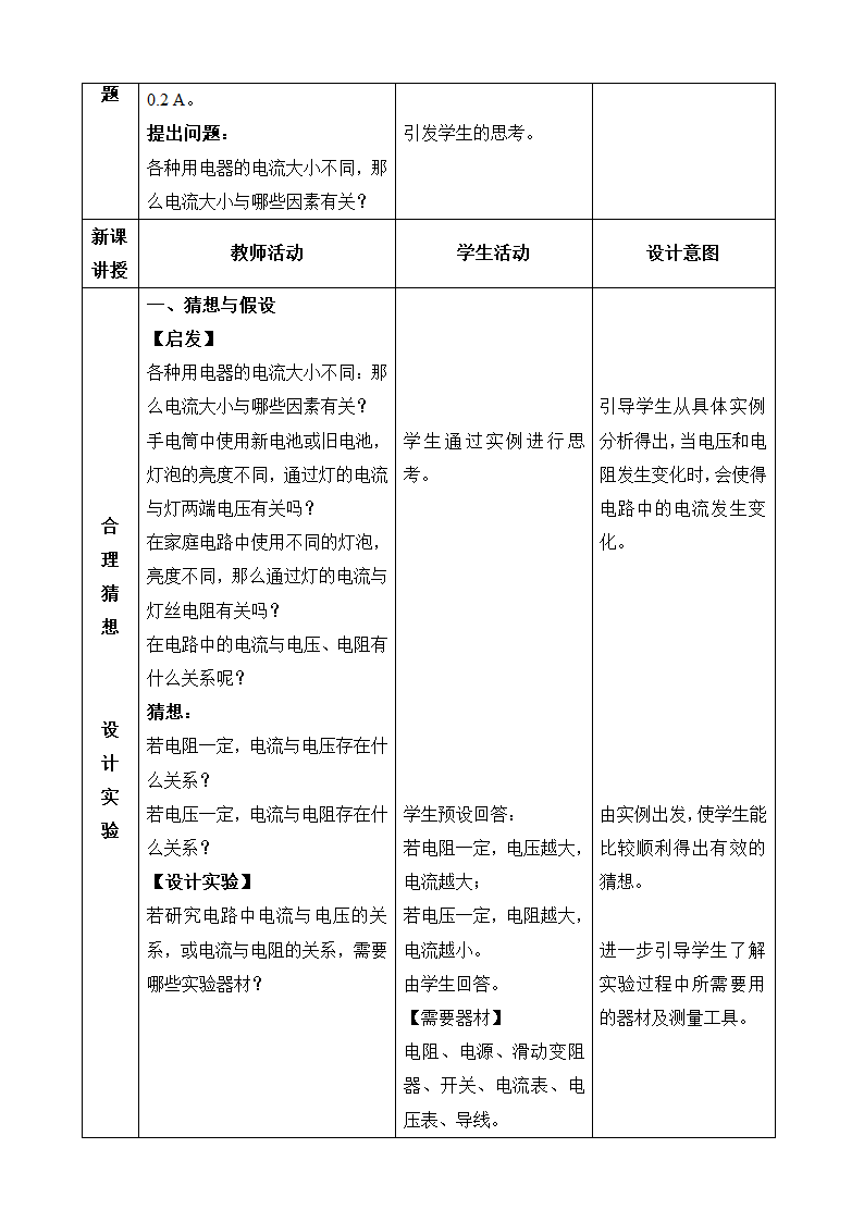 人教版九年级物理全册（教案） 17.1 电流与电压和电阻的关系.doc第2页