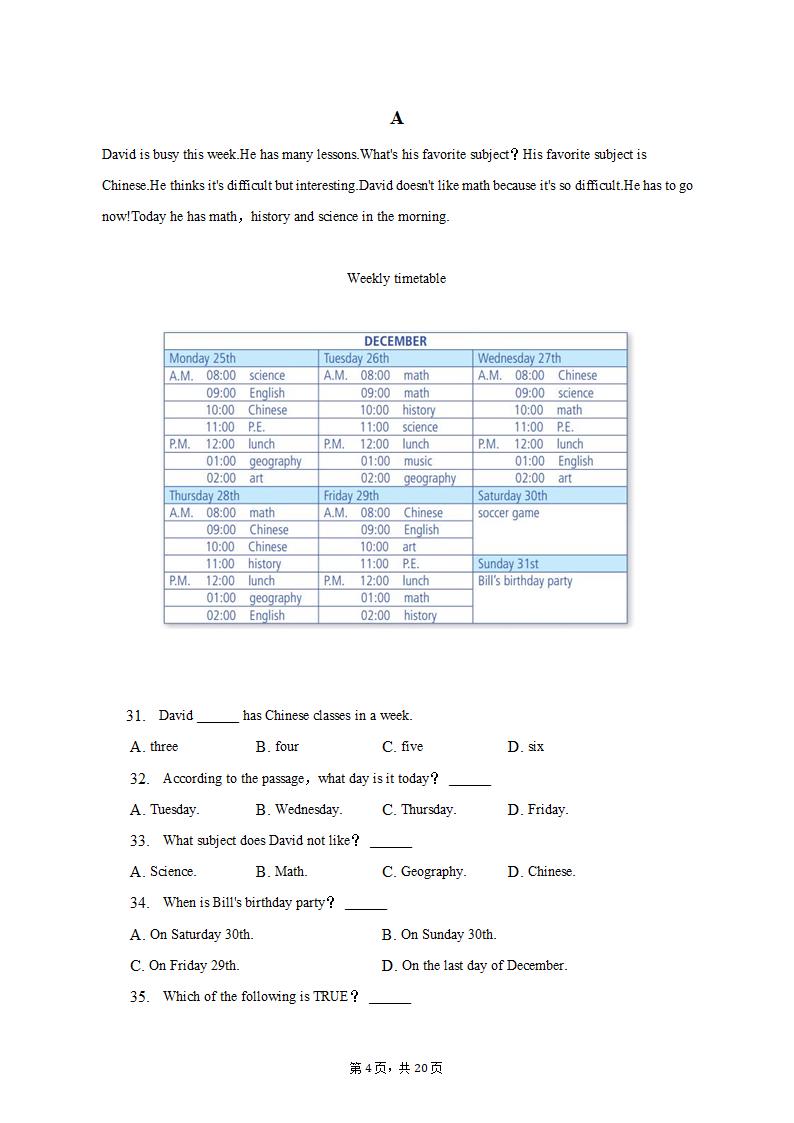 2022-2023学年湖北省武汉市青山区七年级（上）期末英语试卷（含解析）.doc第4页