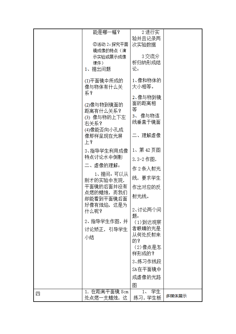 沪粤版八年级物理上册第三章3. 探究平面镜成像特点_教学设计.doc第3页