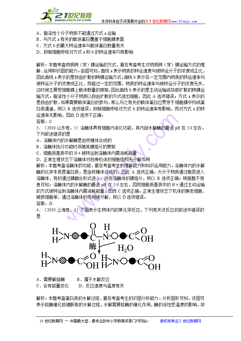 2011高考生物二轮复习：专题2 细胞代谢1 物质跨膜运输与酶和atp.doc第9页