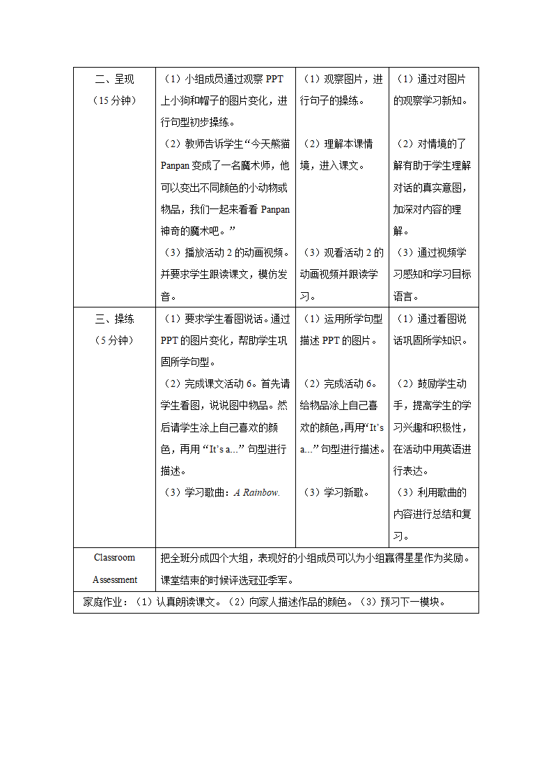 小学英语外研版（三年级起点）三年级上册 Module 4 教学设计（表格式，共2课时）.doc第6页