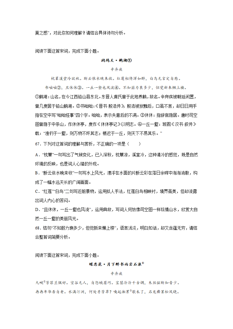 2023届高考语文古代诗歌阅读训练-辛弃疾（含答案）.doc第20页