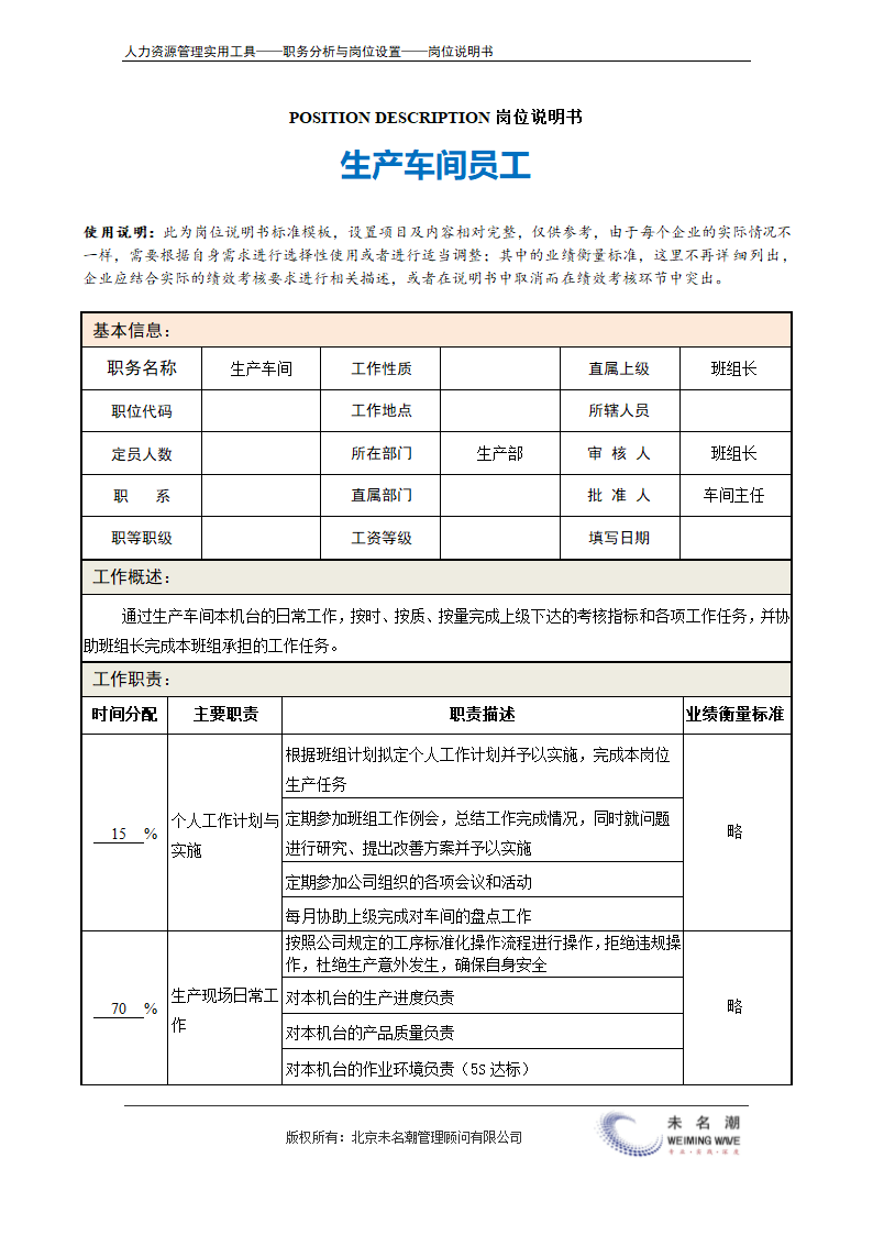 岗位说明书——生产车间员工.doc第2页