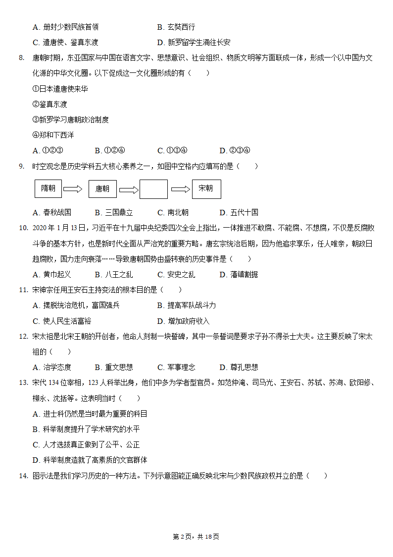 2020-2021学年安徽省蚌埠市局属初中七年级（下）第二次联考历史试卷（含解析）.doc第2页