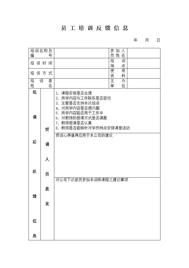 员工培训反馈信息.doc