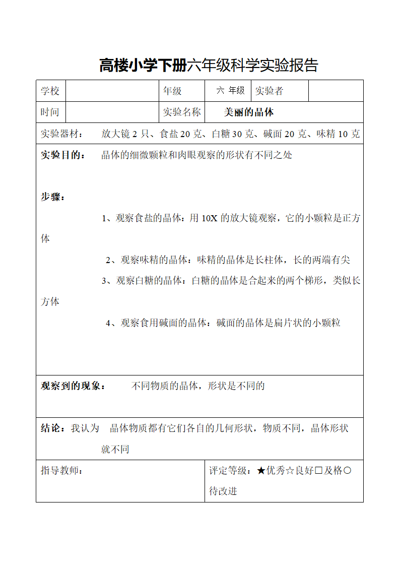 小学下册六年级科学实验报告.docx第5页