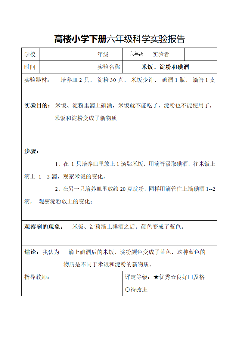 小学下册六年级科学实验报告.docx第13页