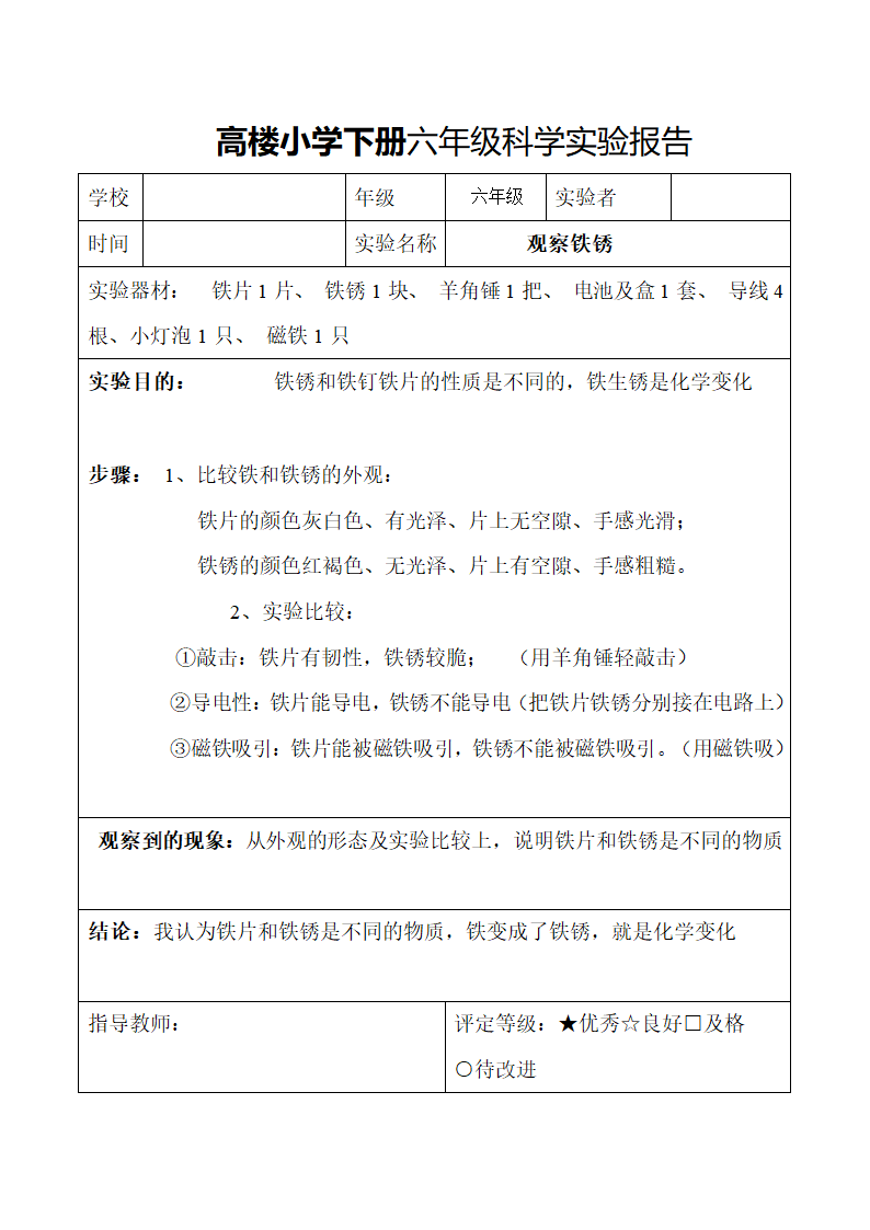 小学下册六年级科学实验报告.docx第16页