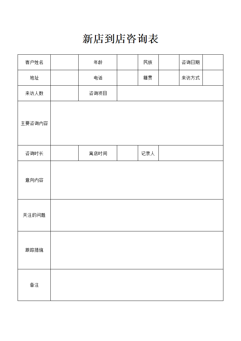 新店到店咨询表.docx