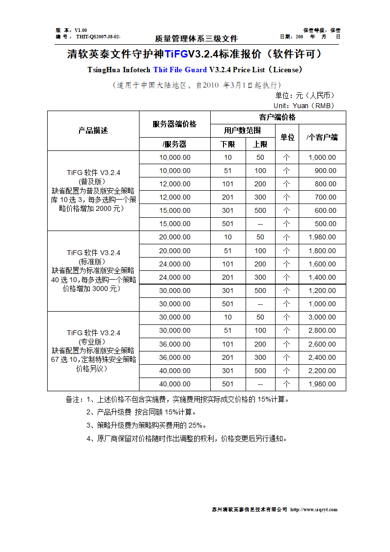 清软英泰产品报价体系第6页