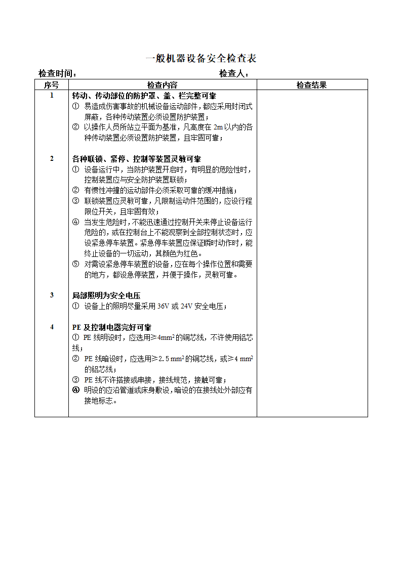 安全检查表第1页