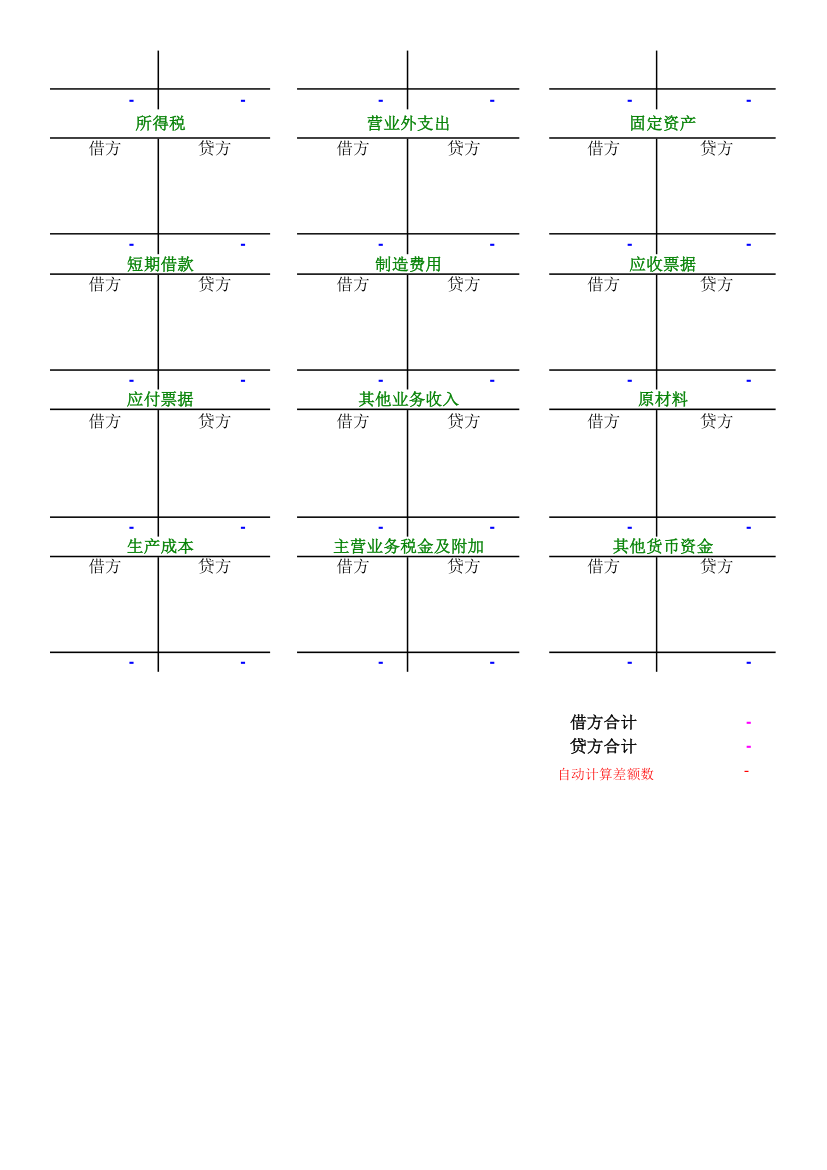 T字账第2页